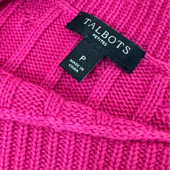 TALBOTS SWEATER. PETITE SMALL HOT PINK CABLE KNIT SWEATER. GREAT CONDITION - Picture 11 of 16